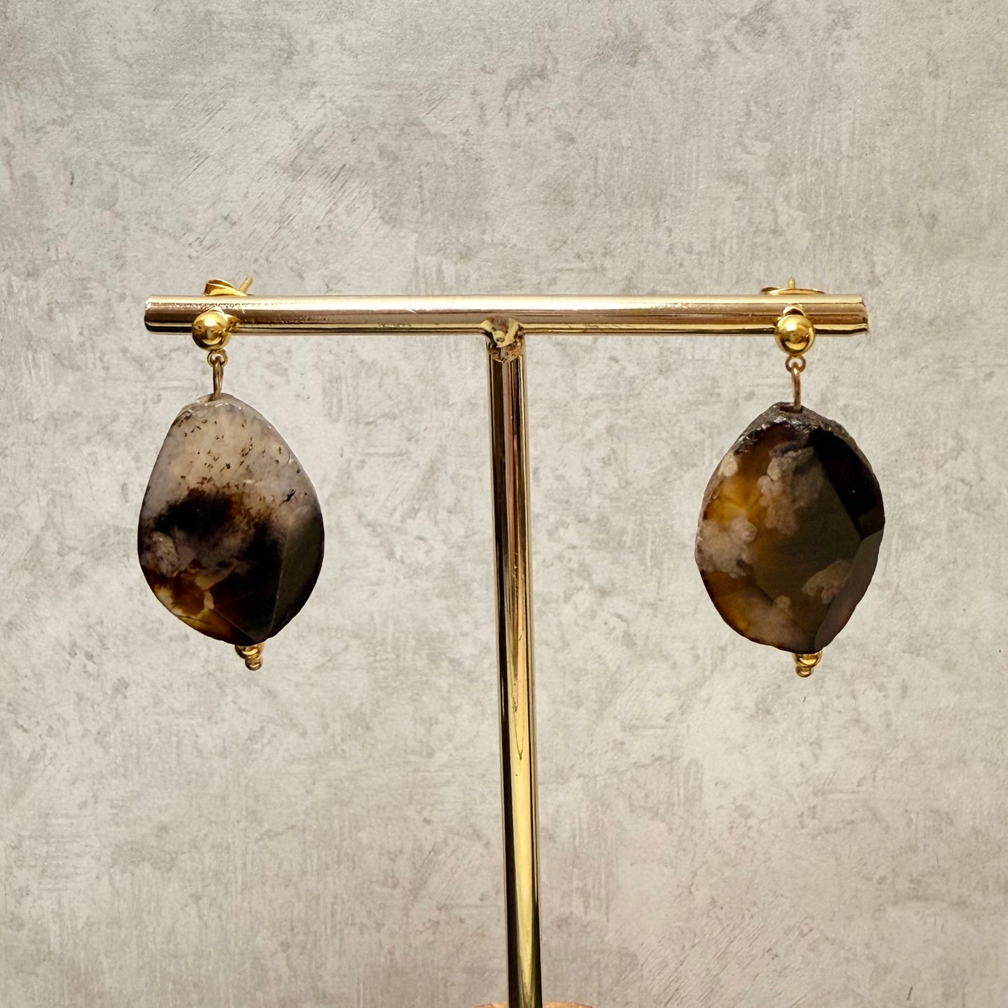 Willow Earrings (Cherry Blossom Agate)