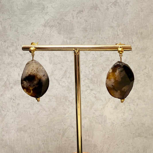 Willow Earrings (Cherry Blossom Agate)